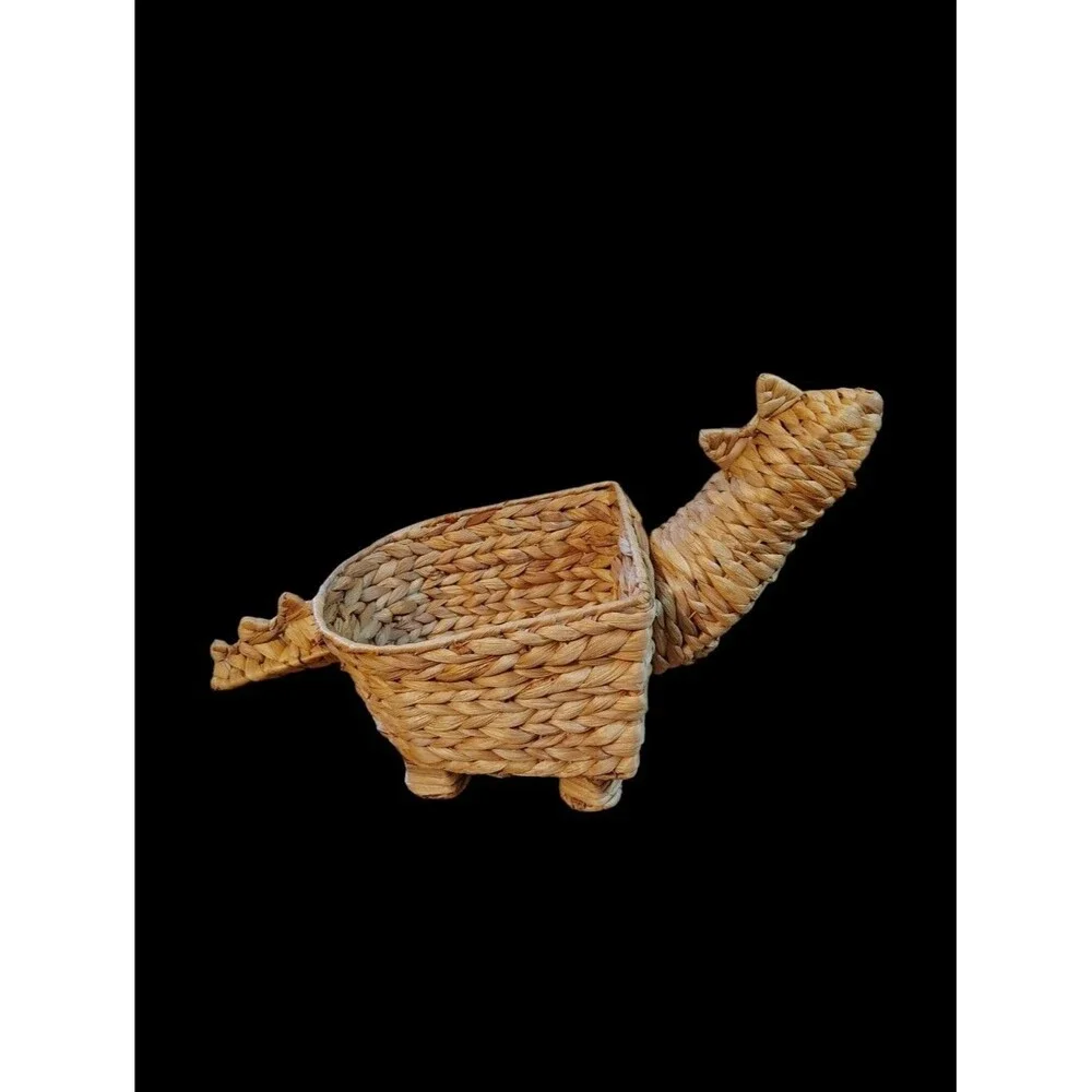 Dinosaur Rattan Wicker Plant Fruit Storage Decorative Planter